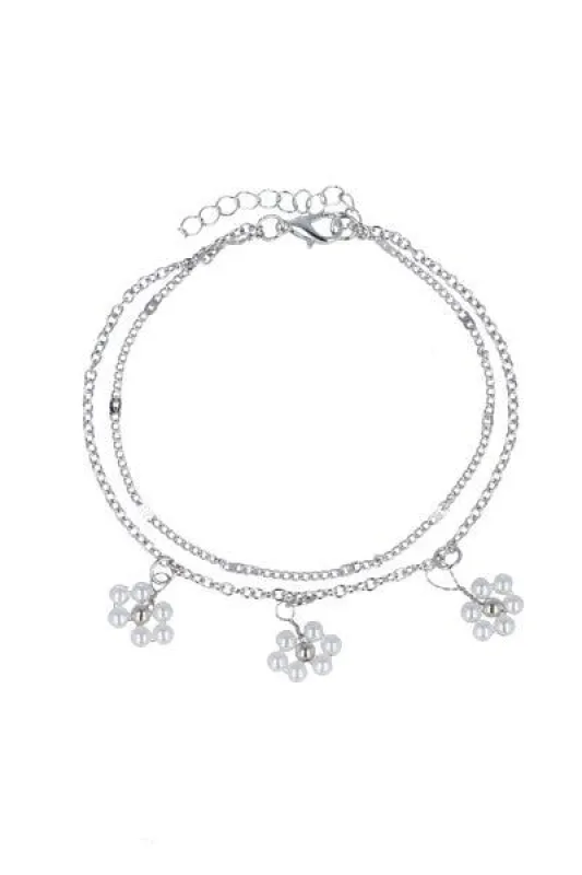Anklet doble capa flores sold by Shasa