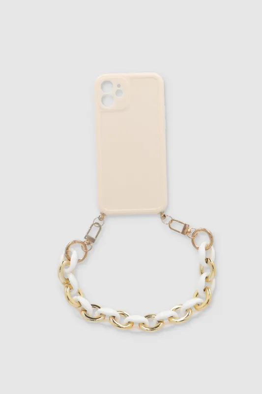 Funda Celular I12 Liso Detalle Cadena Bicolor sold by Shasa