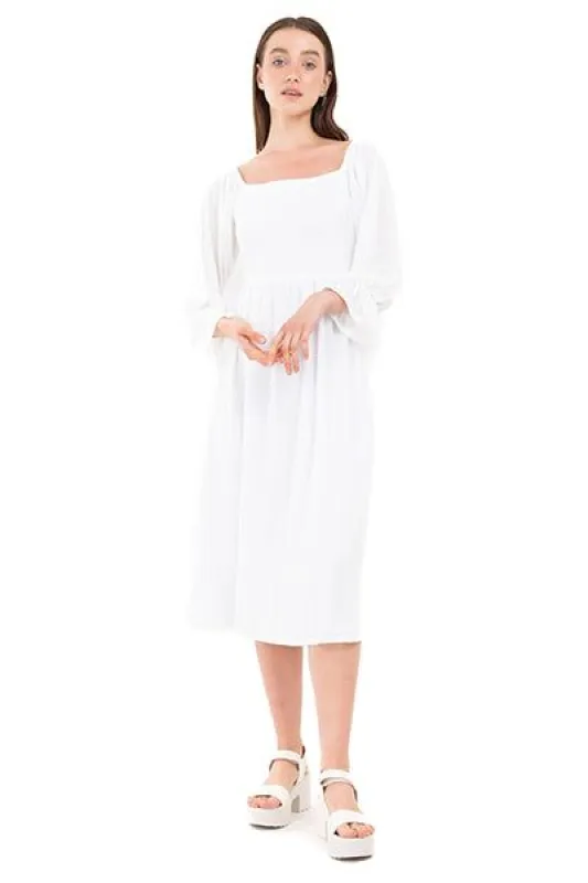 Vestido midi manga olanes sold by Shasa