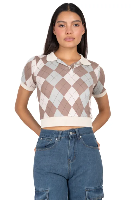 Top cuello polo rombos sold by Shasa