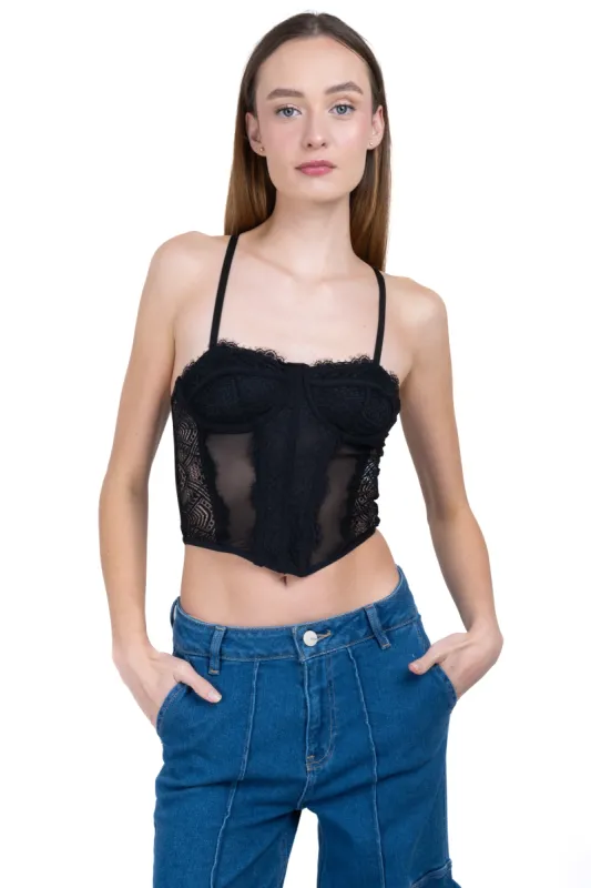 Top corset encaje mesh sold by Shasa