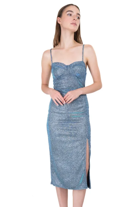 Vestido midi brillos tornasol sold by Shasa