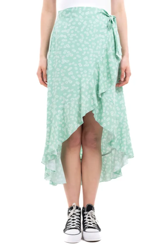 Falda midi cruzada flores sold by Shasa