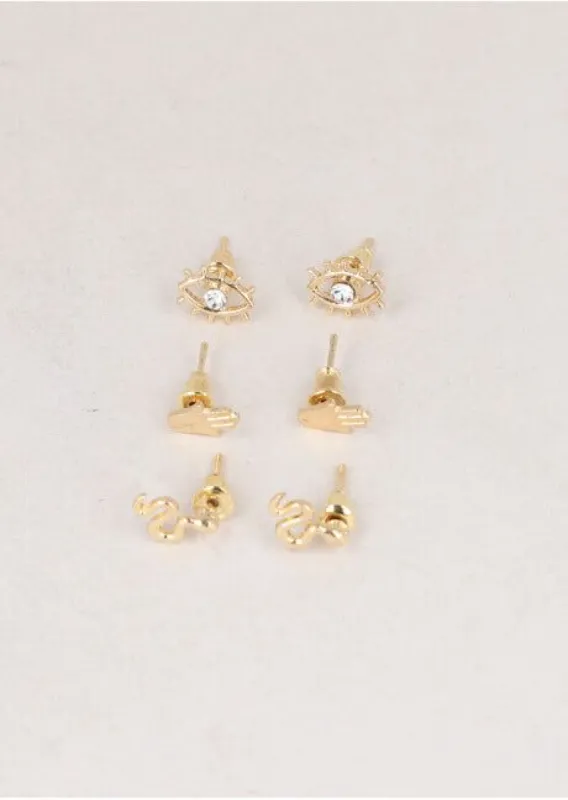 Set 3 Aretes Stud Multidiseño sold by Shasa