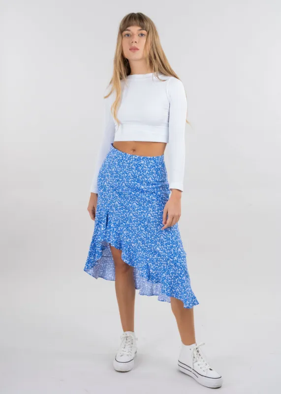 Falda midi olanes asimétrico sold by Shasa