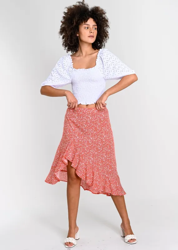 Falda midi olanes asimétrico sold by Shasa