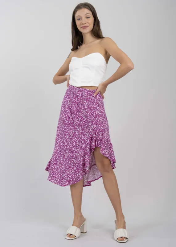 Falda midi olanes asimétrico sold by Shasa