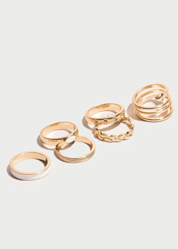 Set 7 piezas anillos piedras sold by Shasa