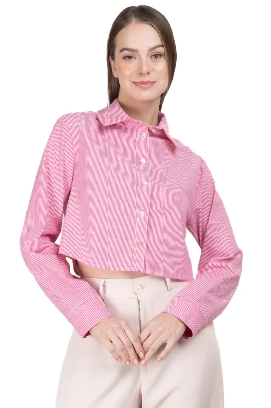 Camisa crop amplia rayas sold by Shasa