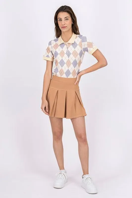 Falda Mini Tableada Doble Pretina sold by Shasa