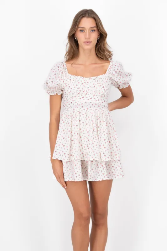 Vestido Mini Busto Fruncido Flores sold by Shasa