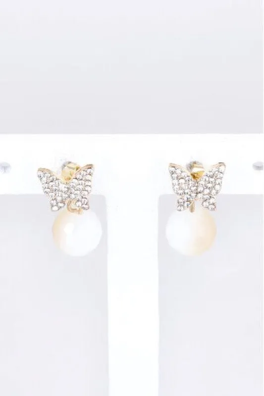 Aretes Mariposa Brillos Perla sold by Shasa