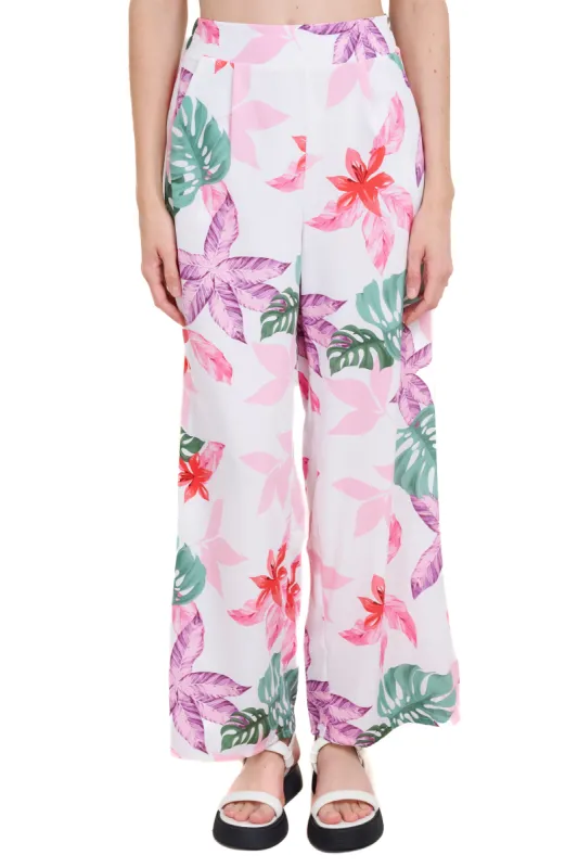 Pantalon amplio detalle pinzas estampado flores sold by Shasa