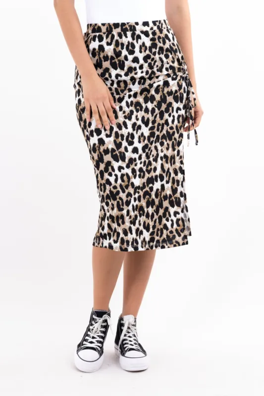 Falda Midi Animal Print Fruncido Lateral sold by Shasa