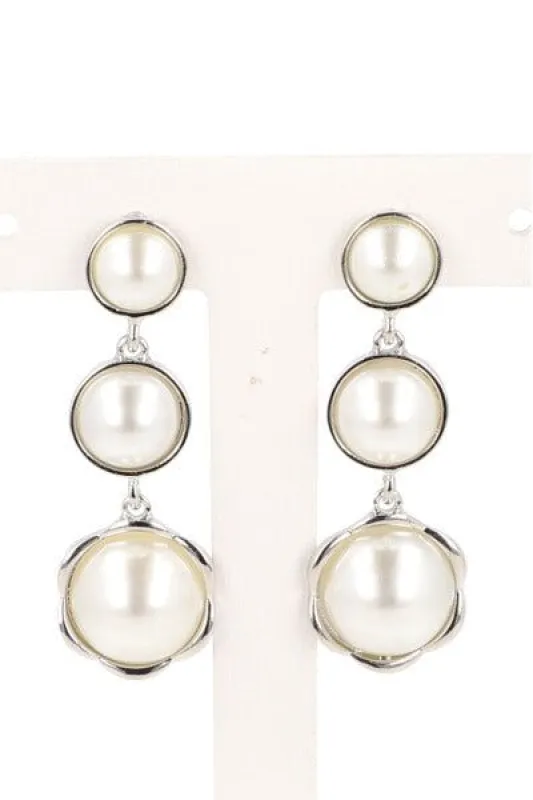 Aretes Triple Perla Metal sold by Shasa