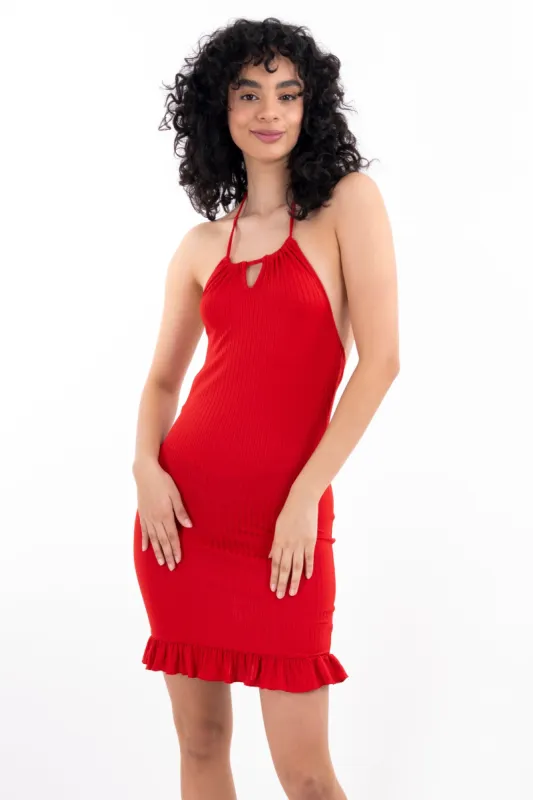Vestido mini acanalado olán sold by Shasa