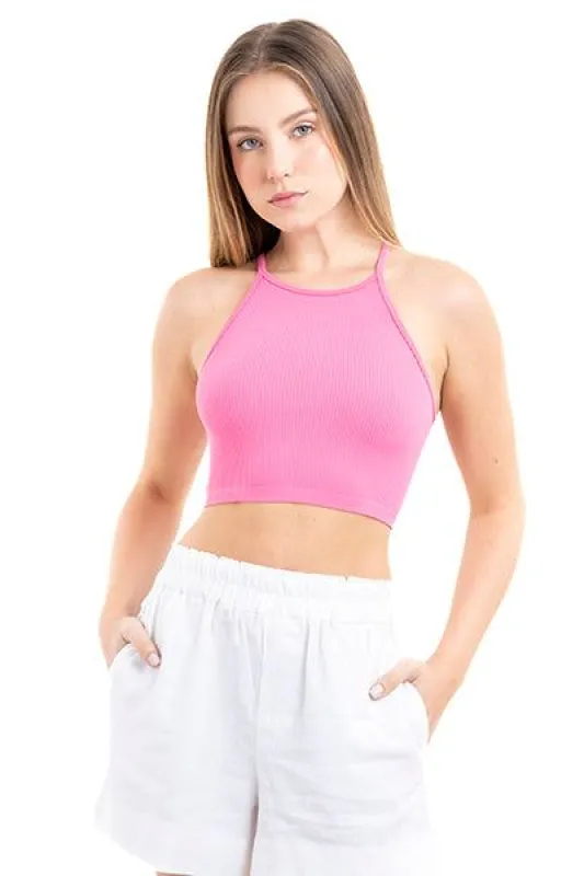 Top crop halter acanalado sold by Shasa