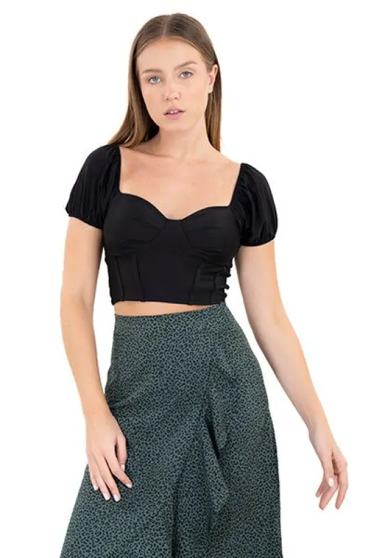 Top monocolor manga abullonada sold by Shasa