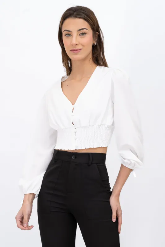 Blusa cintura smock escote v sold by Shasa