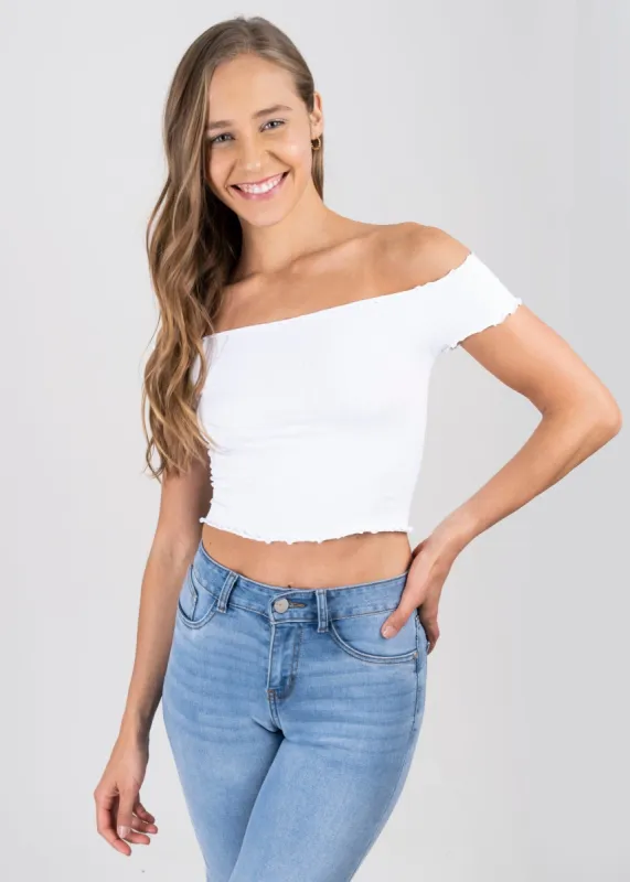 Top acanalado hombros descubiertos sold by Shasa