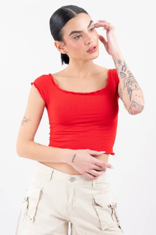 Top acanalado hombros descubiertos sold by Shasa