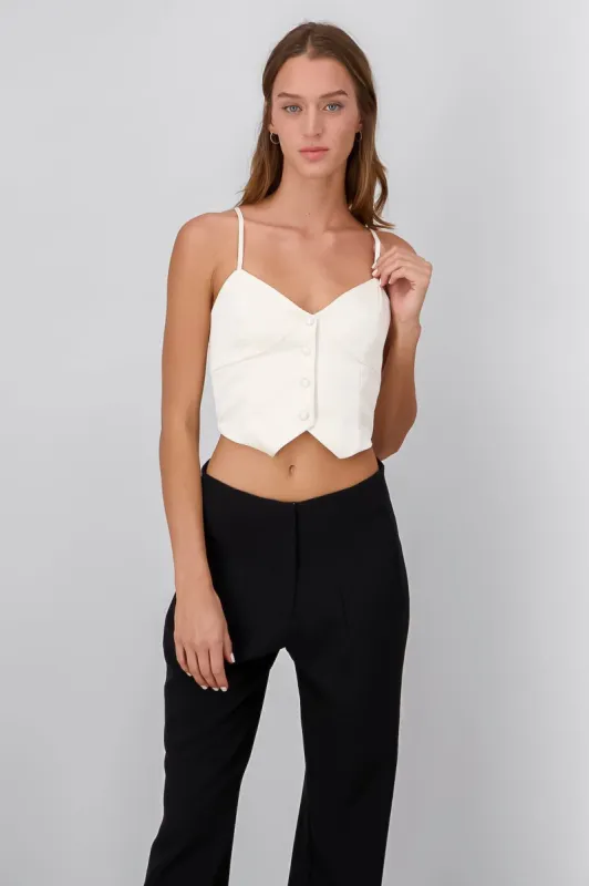 Top Tirantes Cuello V Con Botones sold by Shasa