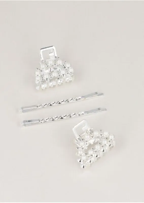 Set 4 piezas pinza pasador perlas sold by Shasa