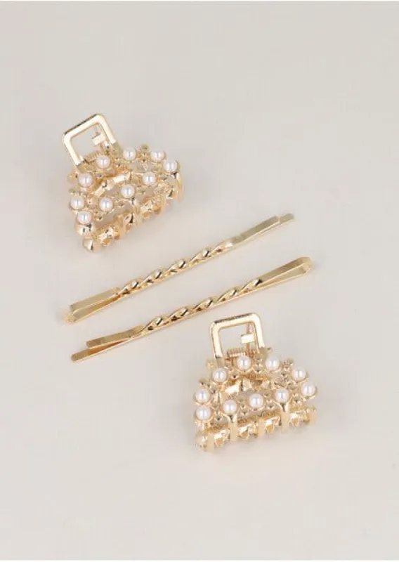 Set 4 piezas pinza pasador perlas sold by Shasa