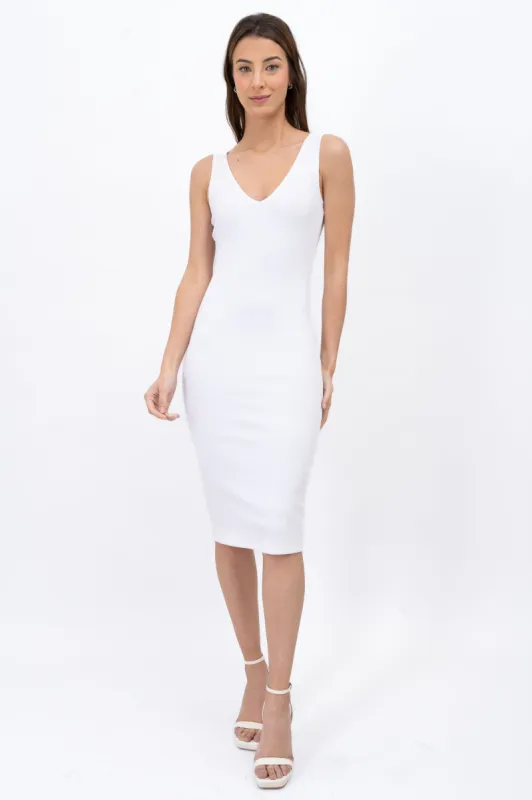 Vestido midi acanalado cuello redondo sold by Shasa