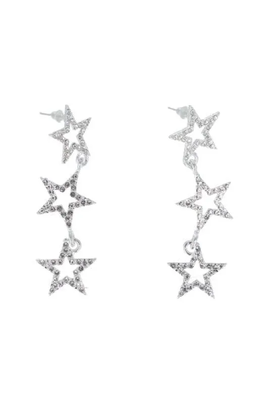 Aretes largos estrellas brillos sold by Shasa