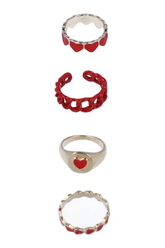 Set 4 anillos corazón sold by Shasa
