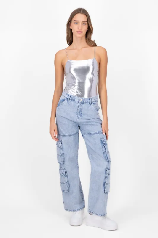 Jeans Cargo 4 Bolsas Con Cortes sold by Shasa