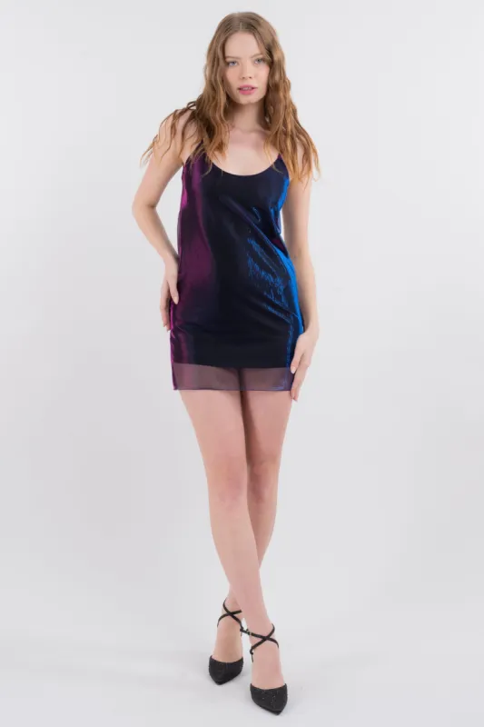Vestido mini mesh iridiscente sold by Shasa