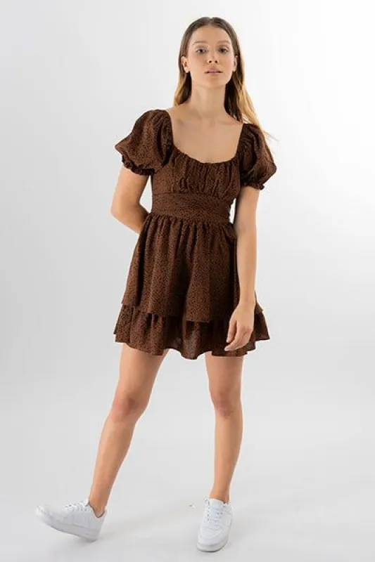 Vestido mini manga abullonada flores sold by Shasa