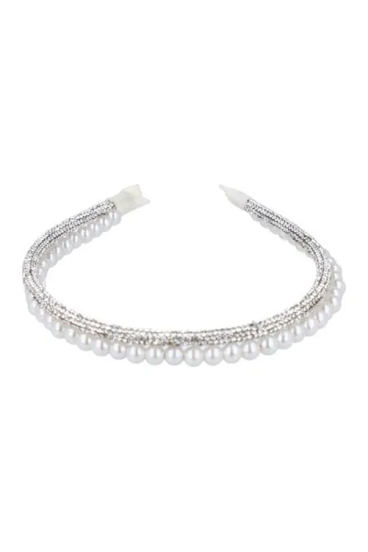 Diadema delgada brillos perlas sold by Shasa