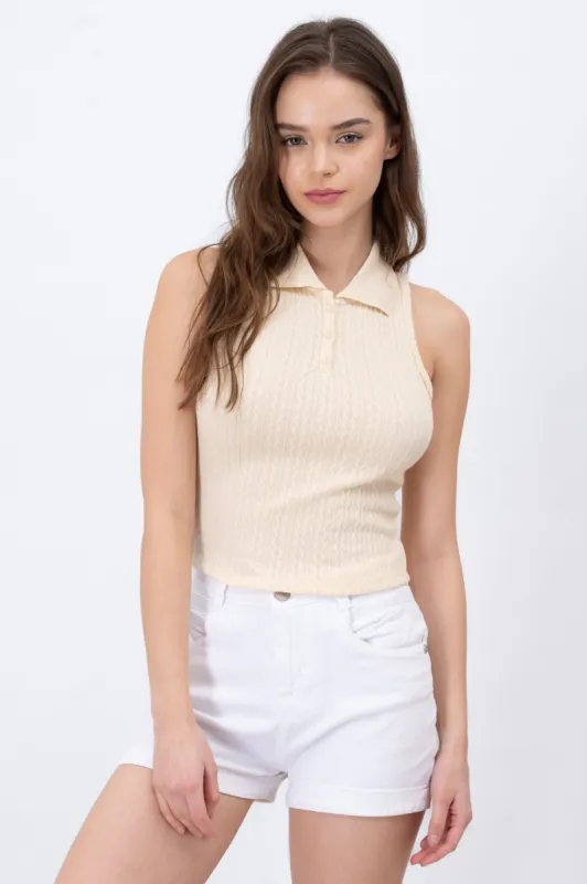 Top Cuello Polo Con Textura sold by Shasa