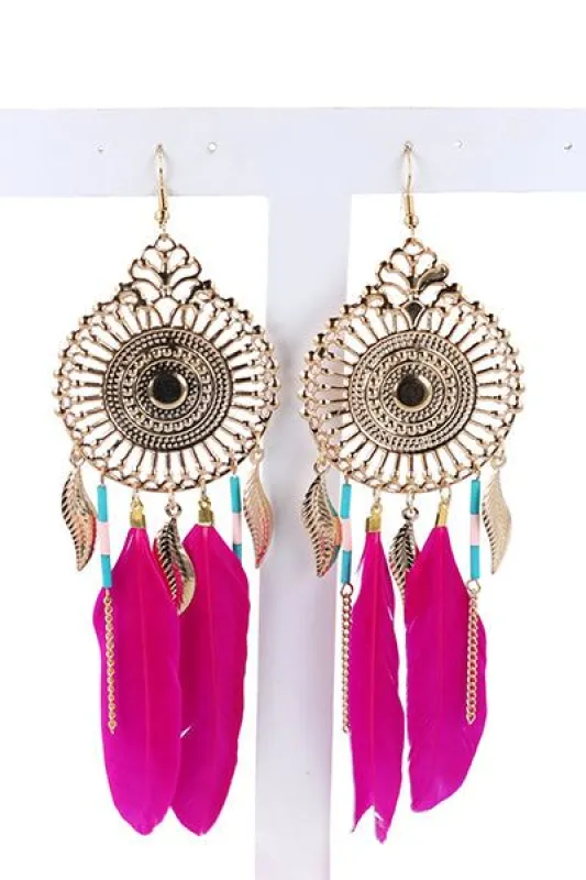 Aretes atrapasueños plumas sold by Shasa