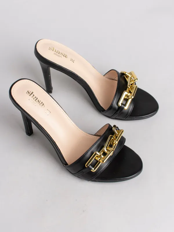 Tacón alto mula cadena grande sold by Shasa