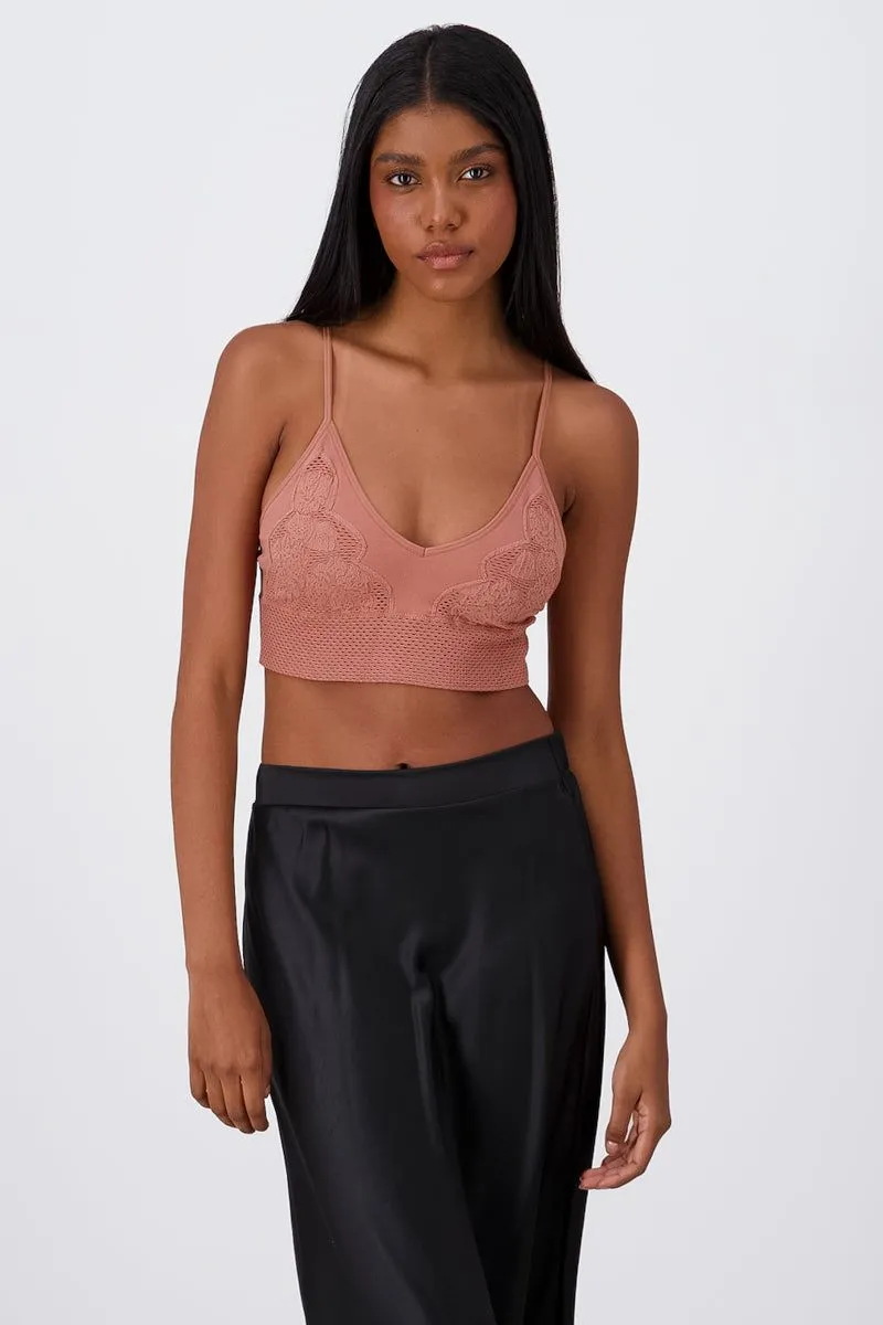Top De Encaje Bordado Cropped Seamless sold by Shasa