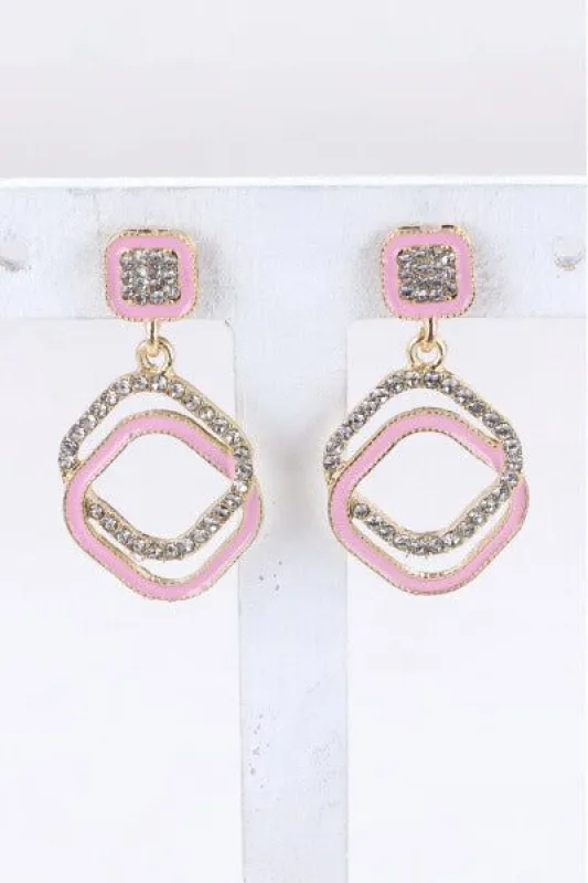 Aretes Cuadros Brillos sold by Shasa