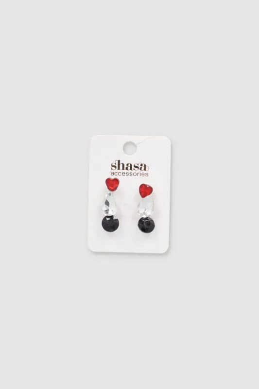 Set 3 Pares Aretes Cristal Corazon sold by Shasa