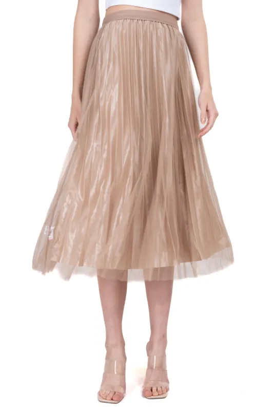 Falda midi mesh tableada sold by Shasa