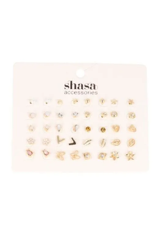 Set 20 piezas mini aretes flores sold by Shasa