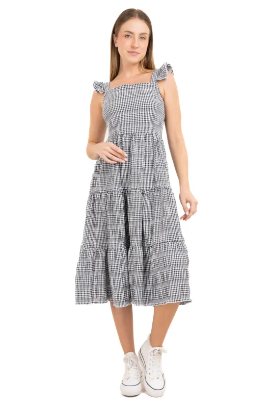 Vestido midi olanes cuadros sold by Shasa