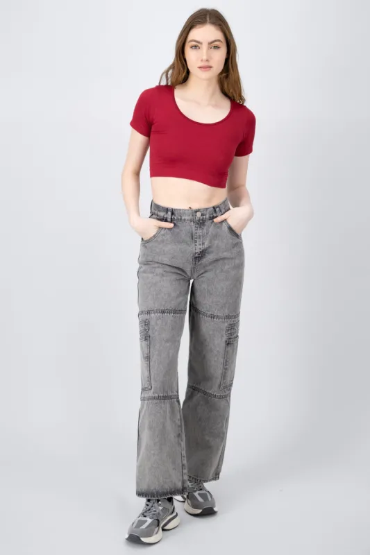 Jeans straight cargo sold by Shasa