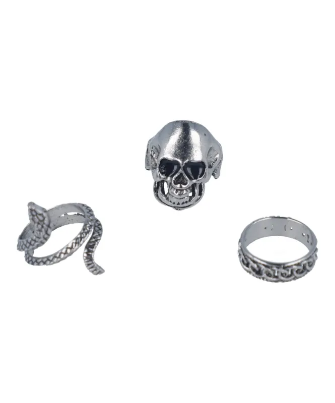 Set 3 anillos metálicos calavera sold by Shasa