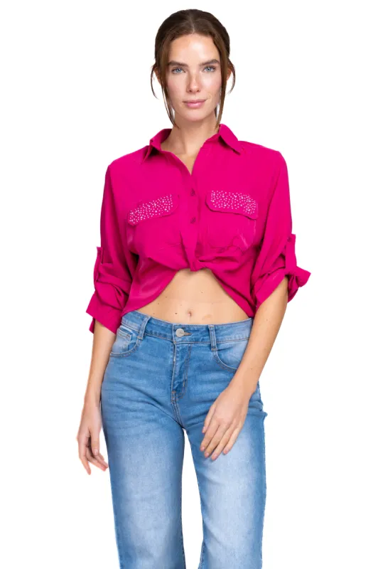 Camisa brillos detalle nudo sold by Shasa