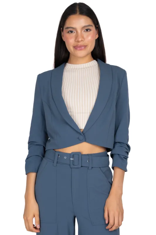 Saco crop botón elevadores mangas sold by Shasa