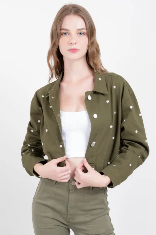 Chamarra con bordado de margaritas sold by Shasa