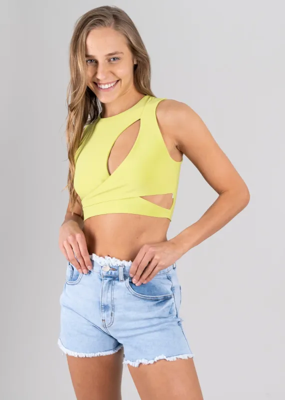 Top crop asimétrico cut out sold by Shasa